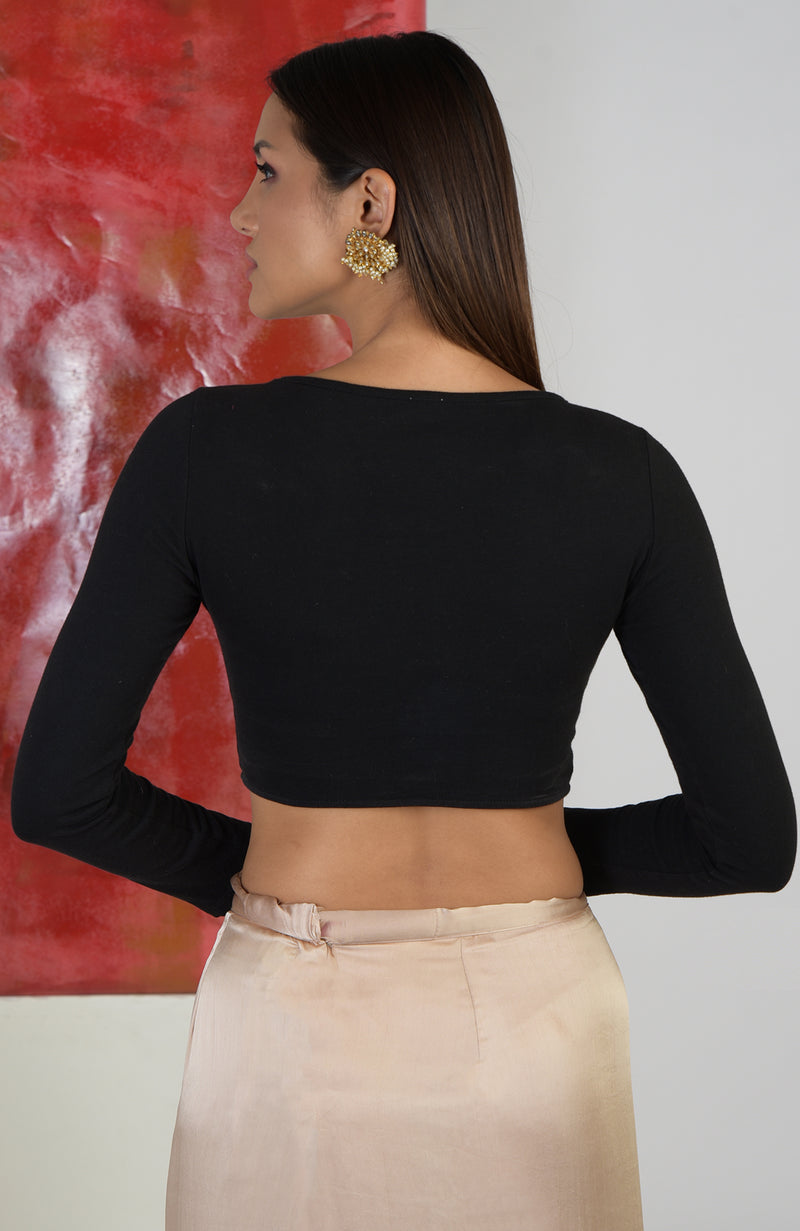 Black Boat Neck Blouse