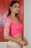Fuchsia Zari Embroidered Sweetheart Blouse