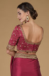 Maroon U Neck Hand Embroidered Zardozi Blouse
