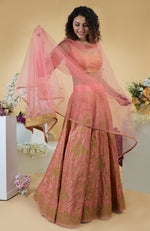 Peach Echo Kashmiri Chinar Tilla Embroidered Lehenga Set