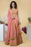 Peach Echo Kashmiri Chinar Tilla Embroidered Lehenga Set