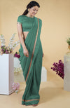 Kale Hand Embroidered Linen Saree