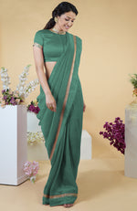 Kale Hand Embroidered Linen Saree