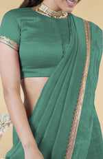 Kale Hand Embroidered Linen Saree