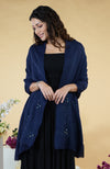 Navy Blue Stellar Hand Embroidered Pure Cashmere Stole