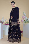 Crimson-Gold  Zardozi Dabka Hand Embroidered Sharara Set