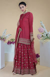 Crimson-Gold  Zardozi Dabka Hand Embroidered Sharara Set