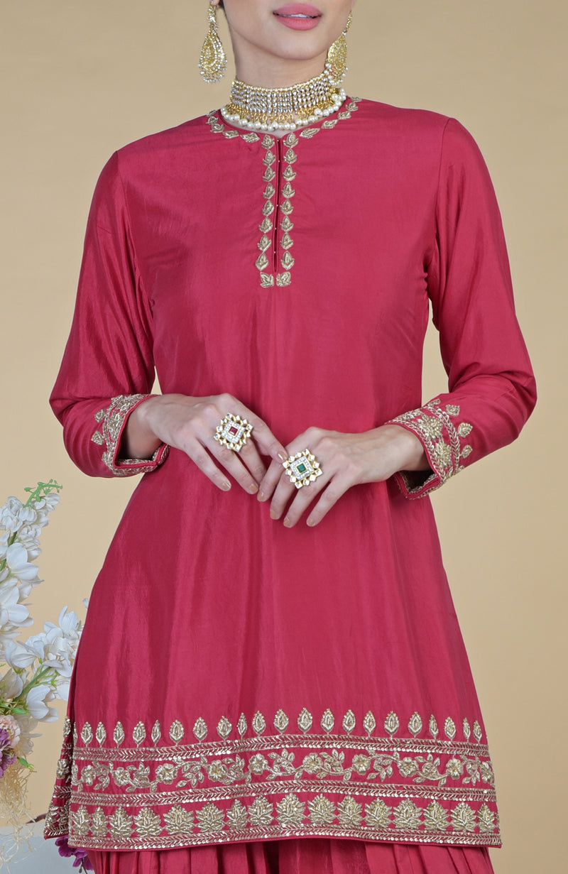 Red Zardozi Hand Embroidered Salwar Suit