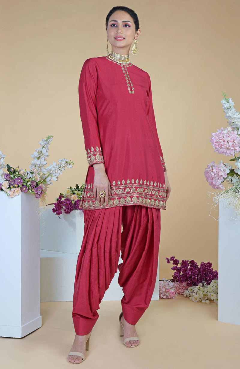 Red Zardozi Hand Embroidered Salwar Suit