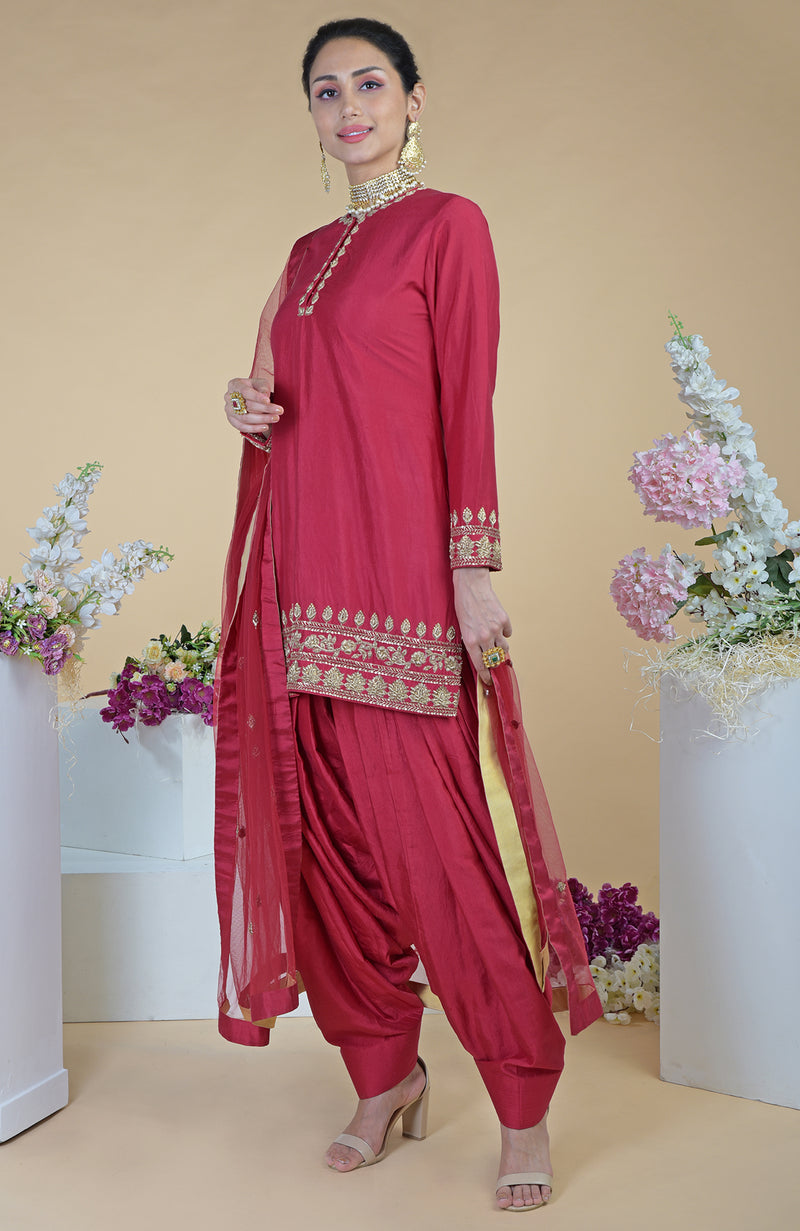 Red Zardozi Hand Embroidered Salwar Suit