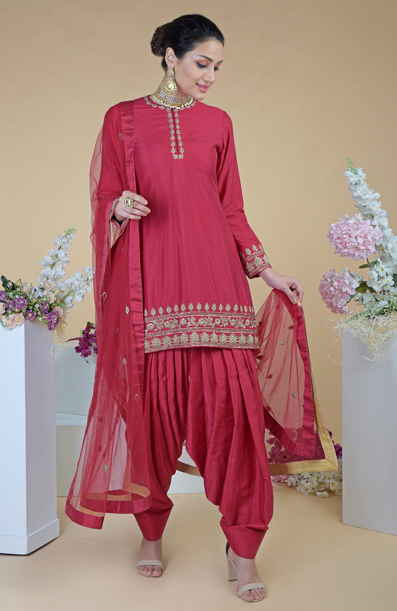 Red Zardozi Hand Embroidered Salwar Suit