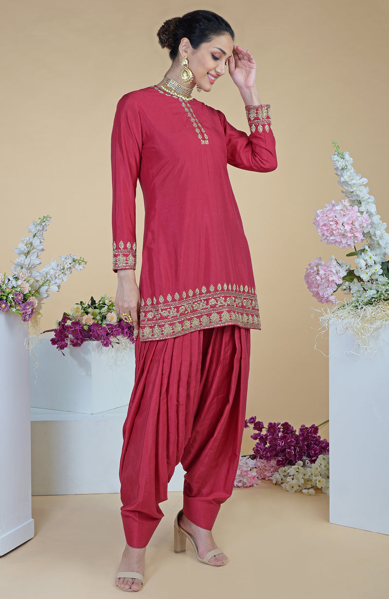 Red Zardozi Hand Embroidered Salwar Suit