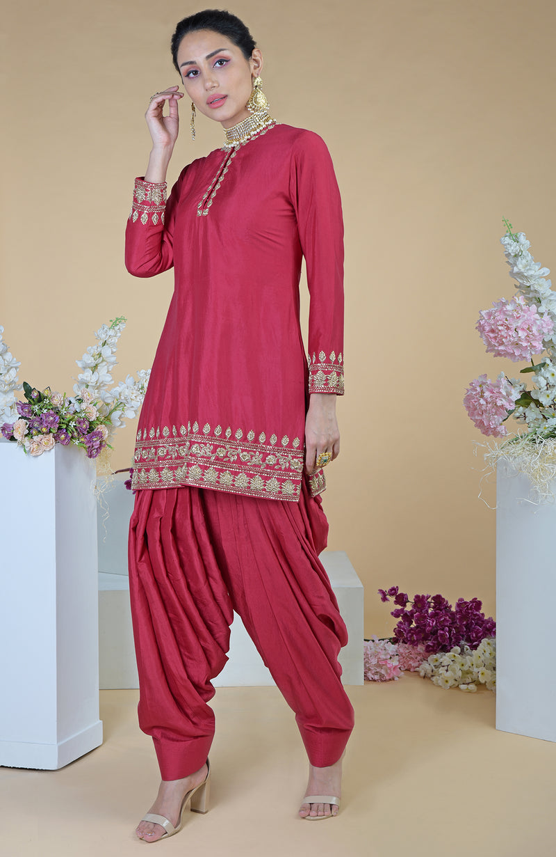 Red Zardozi Hand Embroidered Salwar Suit