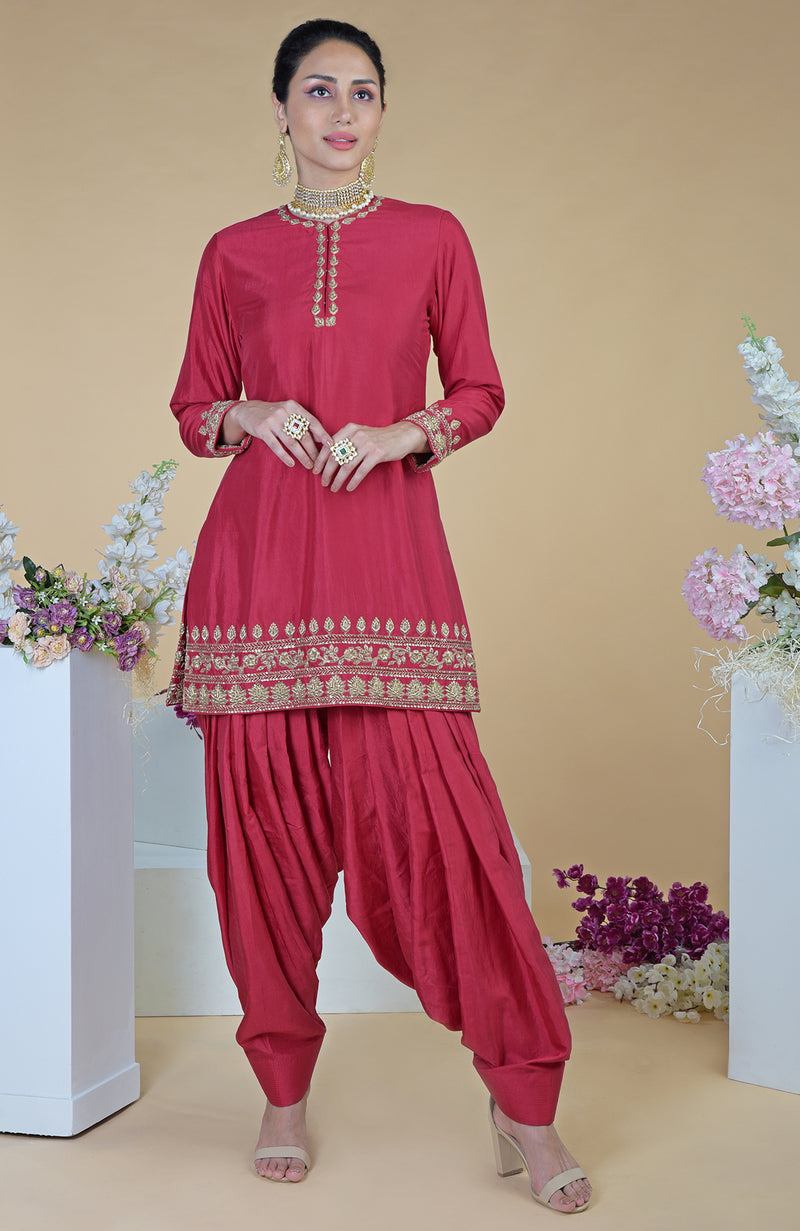 Red Zardozi Hand Embroidered Salwar Suit