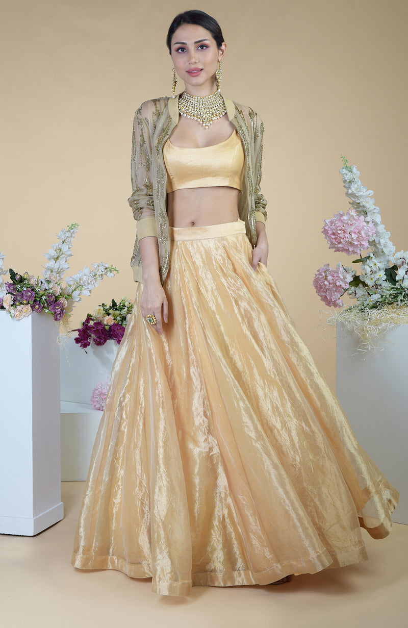 Urban Vogue Hand Embroidered Cape & Skirt  Set