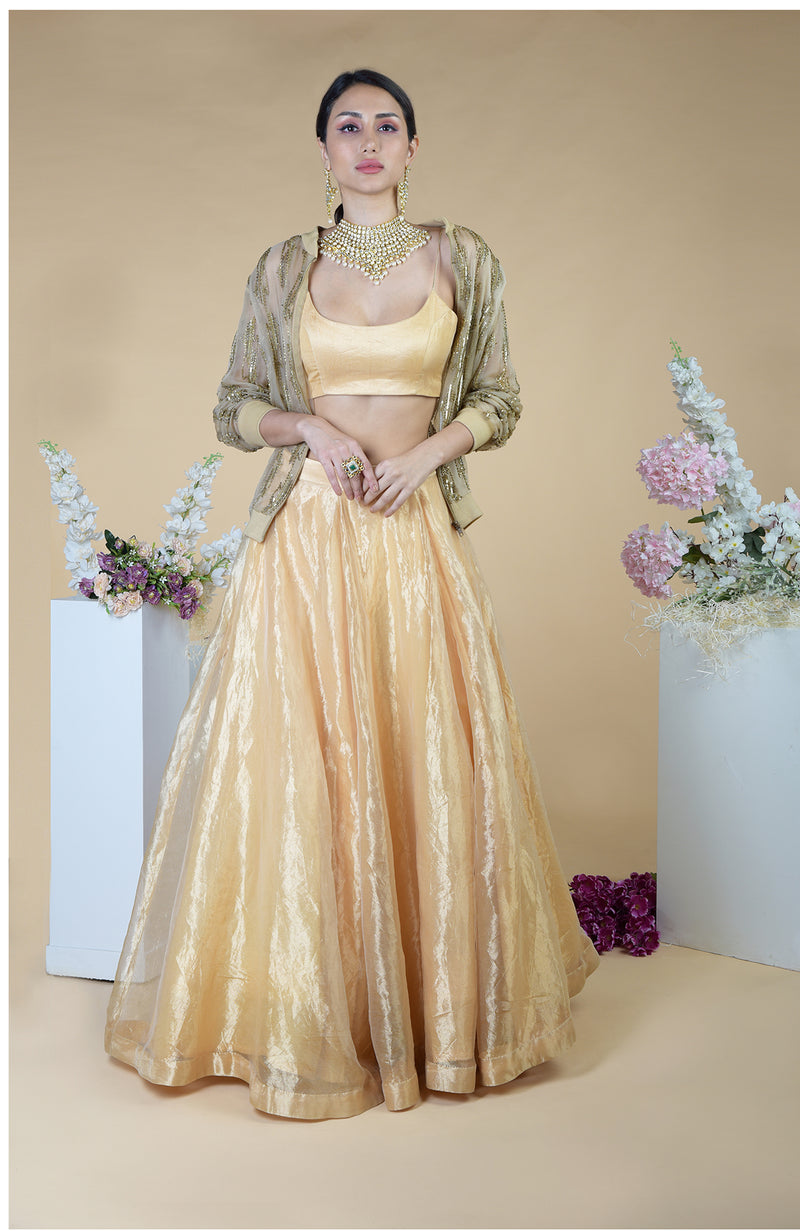Urban Vogue Hand Embroidered Cape & Skirt  Set