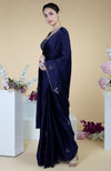 Midnight Blue bead and Sequin Hand Embroidered Saree