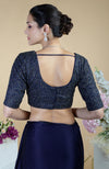 Midnight Blue bead and Sequin Hand Embroidered Saree