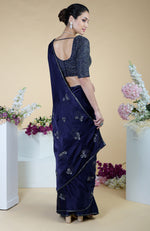 Midnight Blue bead and Sequin Hand Embroidered Saree
