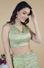 Pastel Mint Silver Beads & Sequin Zardozi Hand Embroidered Saree