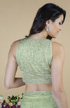 Pastel Mint Silver Beads & Sequin Zardozi Hand Embroidered Saree