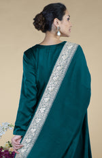 Teal Kashmiri Tilla Embroidered Pure Silk Dupatta Suit