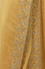 Gold Zardozi Hand Embroidered Organza Dupatta