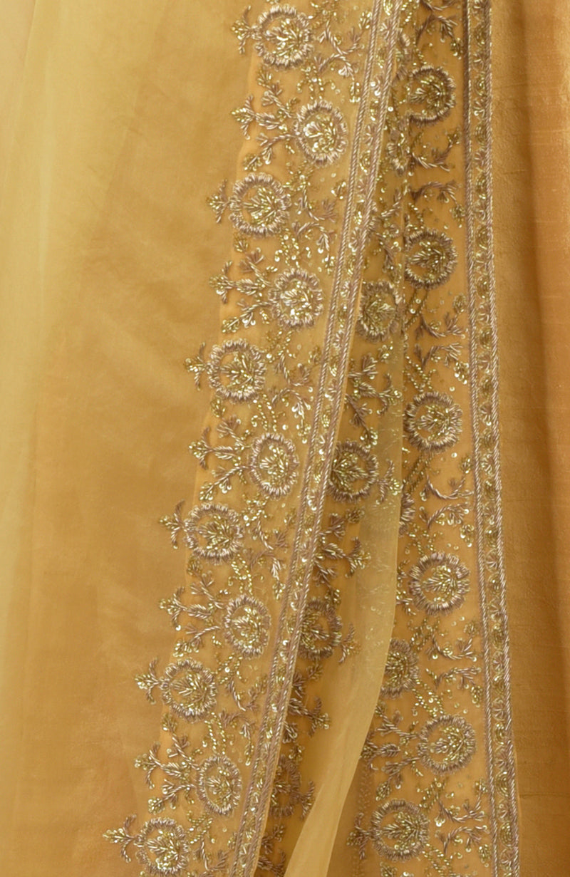 Gold Zardozi Hand Embroidered Organza Dupatta