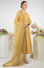 Gold Zardozi Hand Embroidered Organza Dupatta
