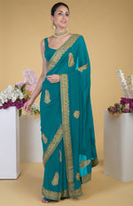 Pewter-Gold Kashmiri Tilla Aari Embroidered Saree