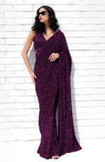 Purple Passion Sequin Couture Hand Embroidered Saree
