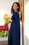 Sapphire Blue Dahlia Sequin Couture Hand Embroidered Saree