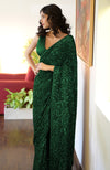 Emerald Green Sequin Couture Hand Embroidered Saree