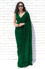 Emerald Green Sequin Couture Hand Embroidered Saree