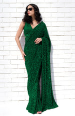 Emerald Green Sequin Couture Hand Embroidered Saree
