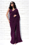 Purple Passion Sequin Couture Hand Embroidered Saree