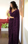 Purple Passion Sequin Couture Hand Embroidered Saree