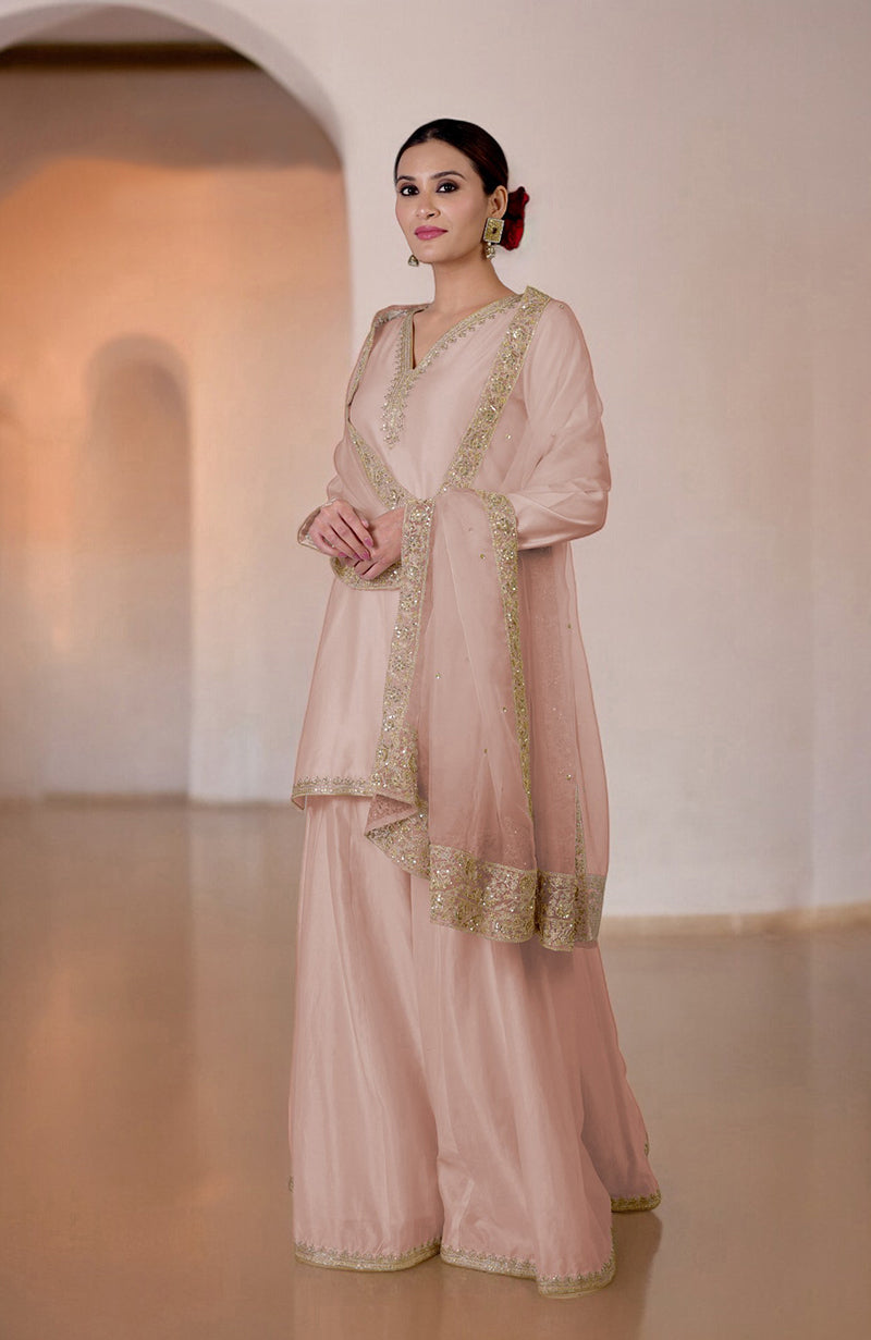 Ivory Marori & Zardozi Hand Embroidered Sharara Set