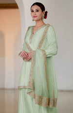 Sage Green Marori & Zardozi Hand Embroidered Sharara Set