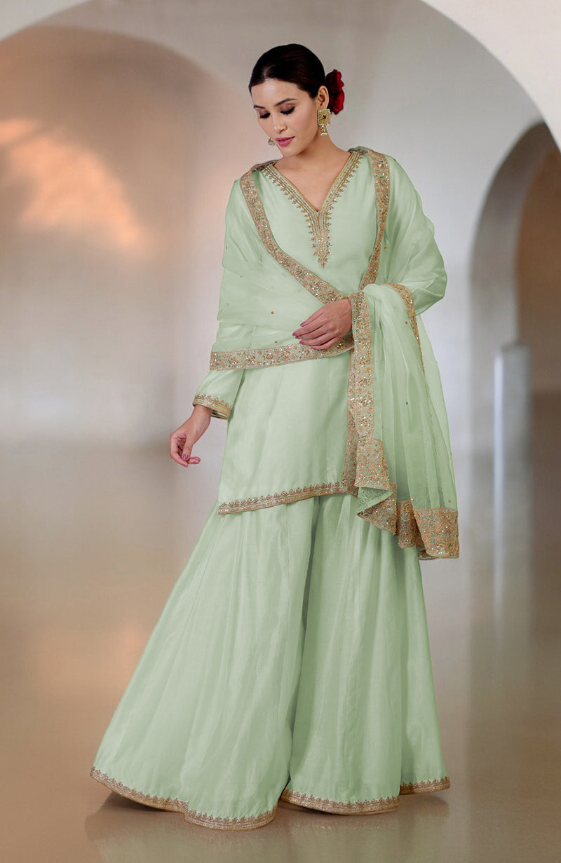 Ivory Marori & Zardozi Hand Embroidered Sharara Set