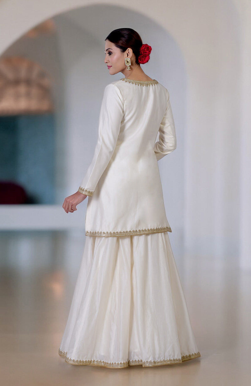 Ivory Marori & Zardozi Hand Embroidered Sharara Set