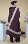 Royal Purple Kashmiri Tilla Embroidered Pure Pashmina Shawl