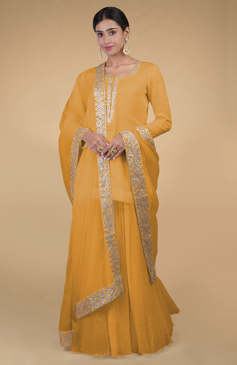 Ivory Rose Gold Gota Patti Pure Organza Dupatta