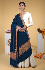 Classic Blue Kashmiri Tilla Embroidered Dupatta Shawl