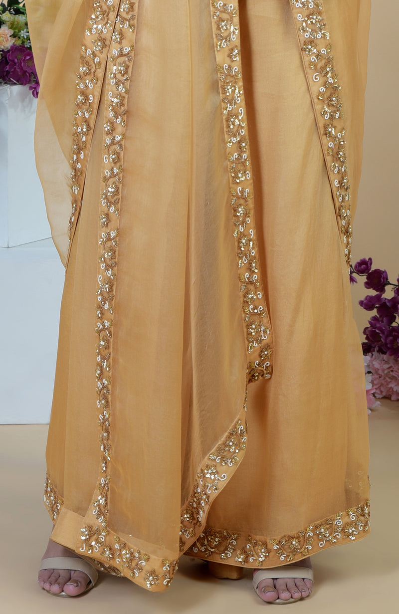 Gold Zardozi Hand Embroidered Sharara Set