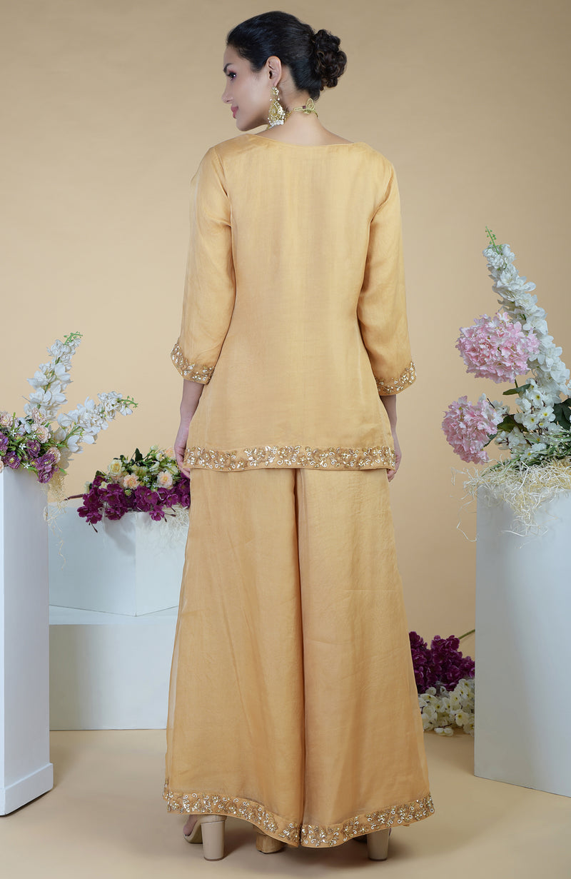 Gold Zardozi Hand Embroidered Sharara Set