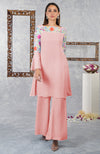 Impatiens Pink Parsi Gara Embroidered Kurta Set