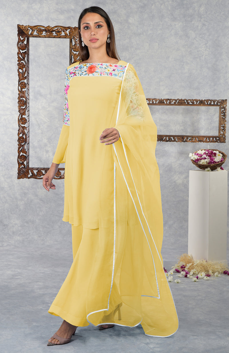 Sunshine Parsi Gara Embroidered Kurta Set