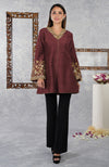 Pomegranate Raw Silk Hand Embroidered Jacket