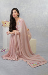 Champagne Pink Floral Sequin Saree